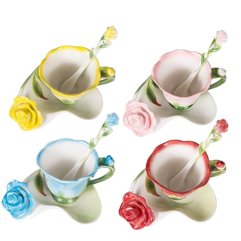 Set of Ceramic Coffee Cup and Saucer - Trendha
