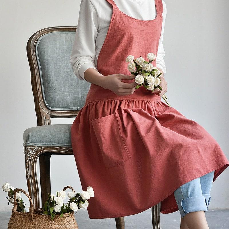 Simple Style Cotton / Linen Apron for Women
