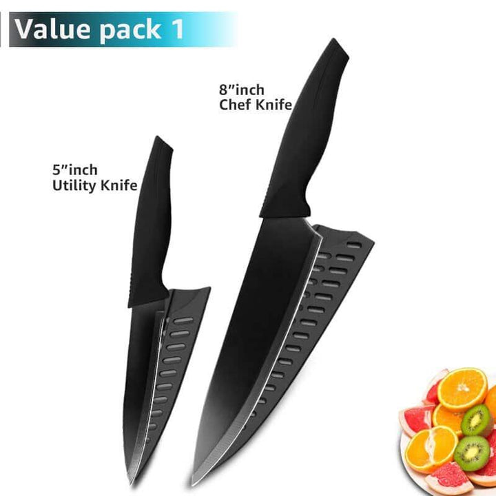 Solid Black Design Knife Set - Trendha