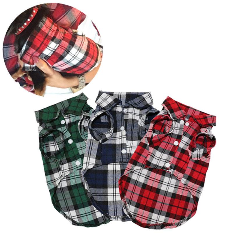 Stylish Casual Plaided Dog's Shirt - Trendha