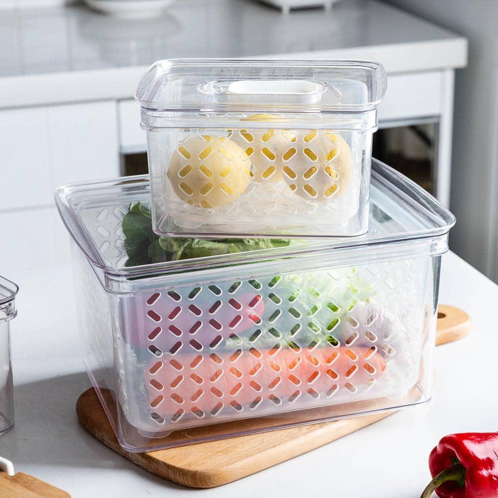 Transparent Refrigerator Food Storage Containers with Drainer - Trendha