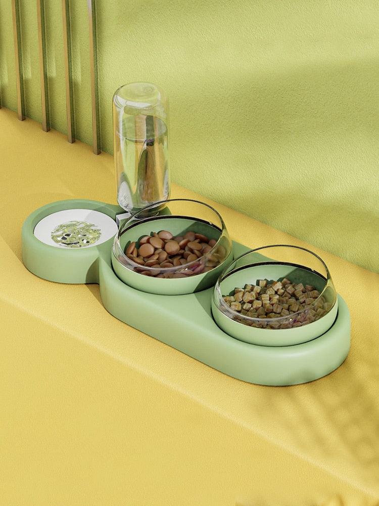 Triple Cat Bowl with Automatic Water Feeder - Trendha