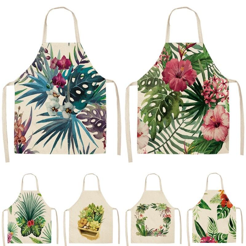 Tropical Plants Printed Kitchen Apron - Trendha