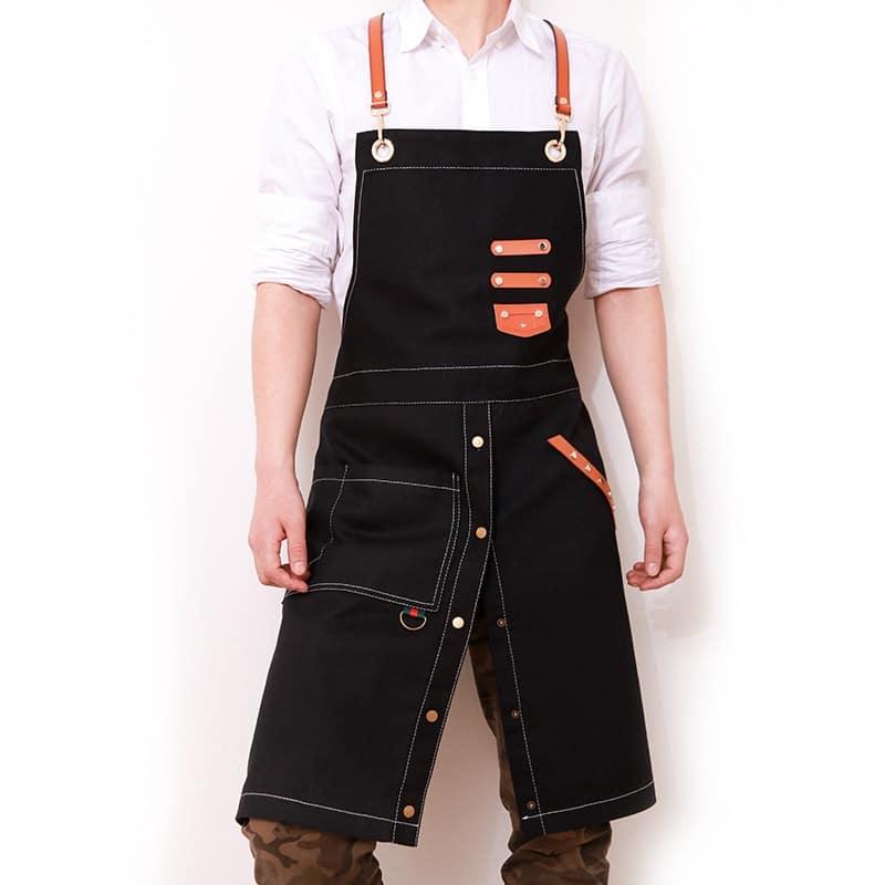 Unisex Black Canvas Cafe Apron - Trendha