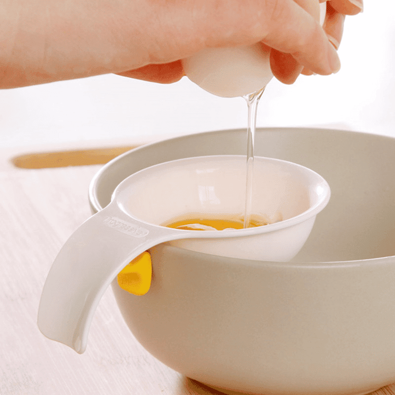 White Mini Egg Yolk Separator With Silicone Holder - Trendha