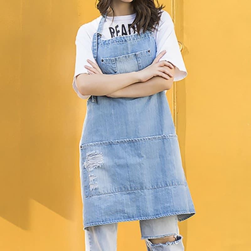 Women's Barista Denim Bib Apron - Trendha