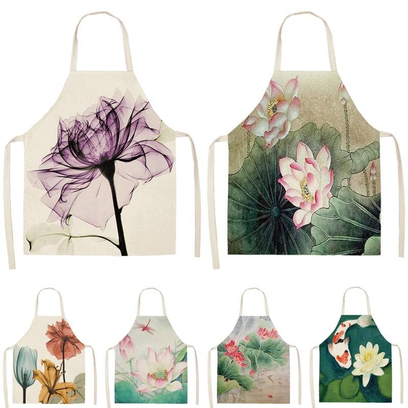 Women's Flower Printed Cotton Apron - Trendha
