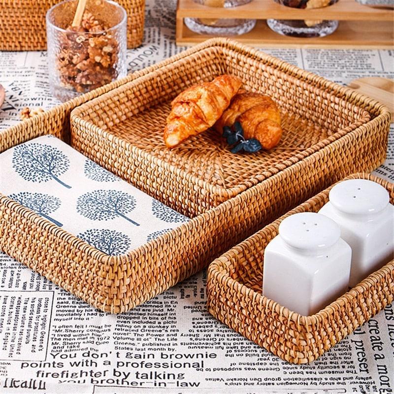 Woven Rattan Storage Tray - Trendha